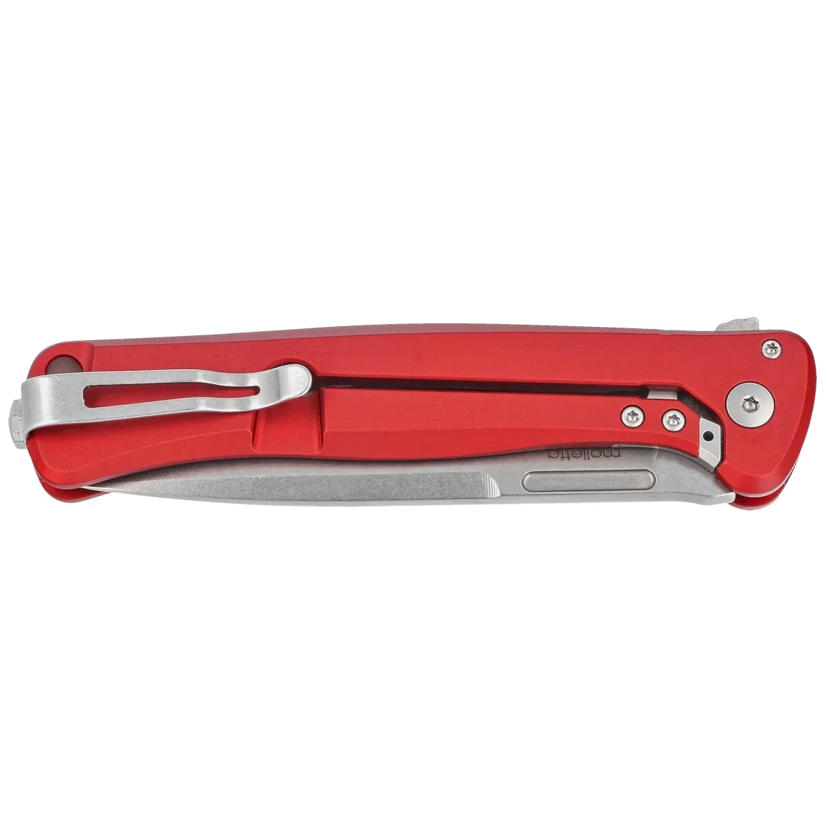 Nóż składany LionSteel Skinny Red Aluminium/Black Canvas Micarta, Stonewashed MagnaCut by Molletta (SK01A RS) 2 webp