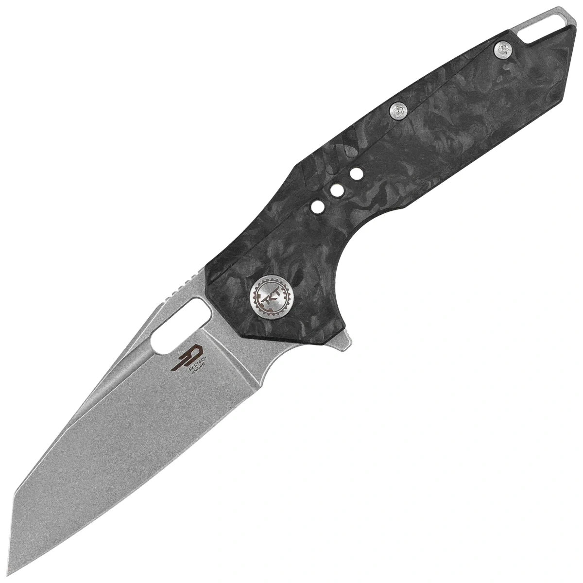 Nóż składany Bestech Nyxie 3 Grey Titanium / Marble Carbon Fiber, Bead Blasted / Stonewashed CPM S35VN by Todd Knife and Tool (BT2308C) 1 webp