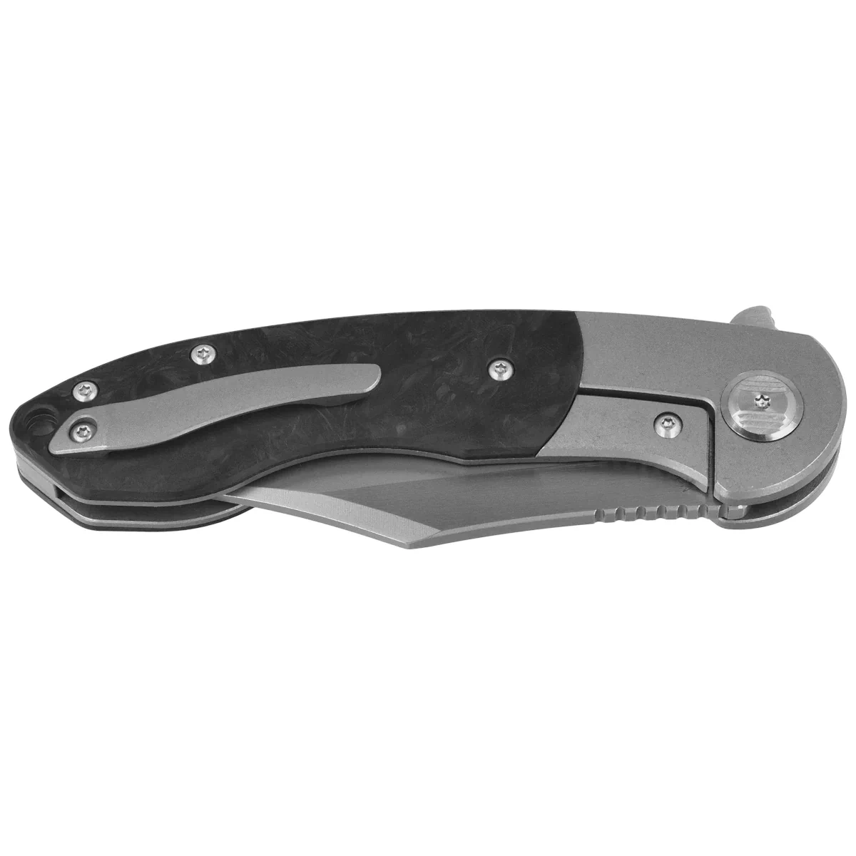 Nóż składany Bestech Bowietie Grey Titanium/Carbon Fiber, Stonewashed/Satin M390 (BT1906A) 2 webp