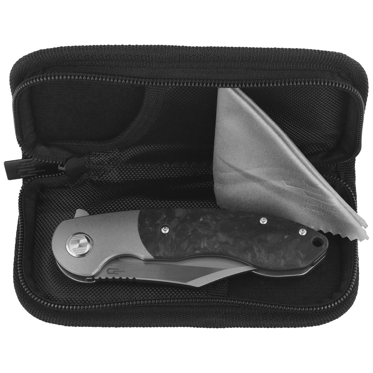 Nóż składany Bestech Bowietie Grey Titanium/Carbon Fiber, Stonewashed/Satin M390 (BT1906A) 3 webp