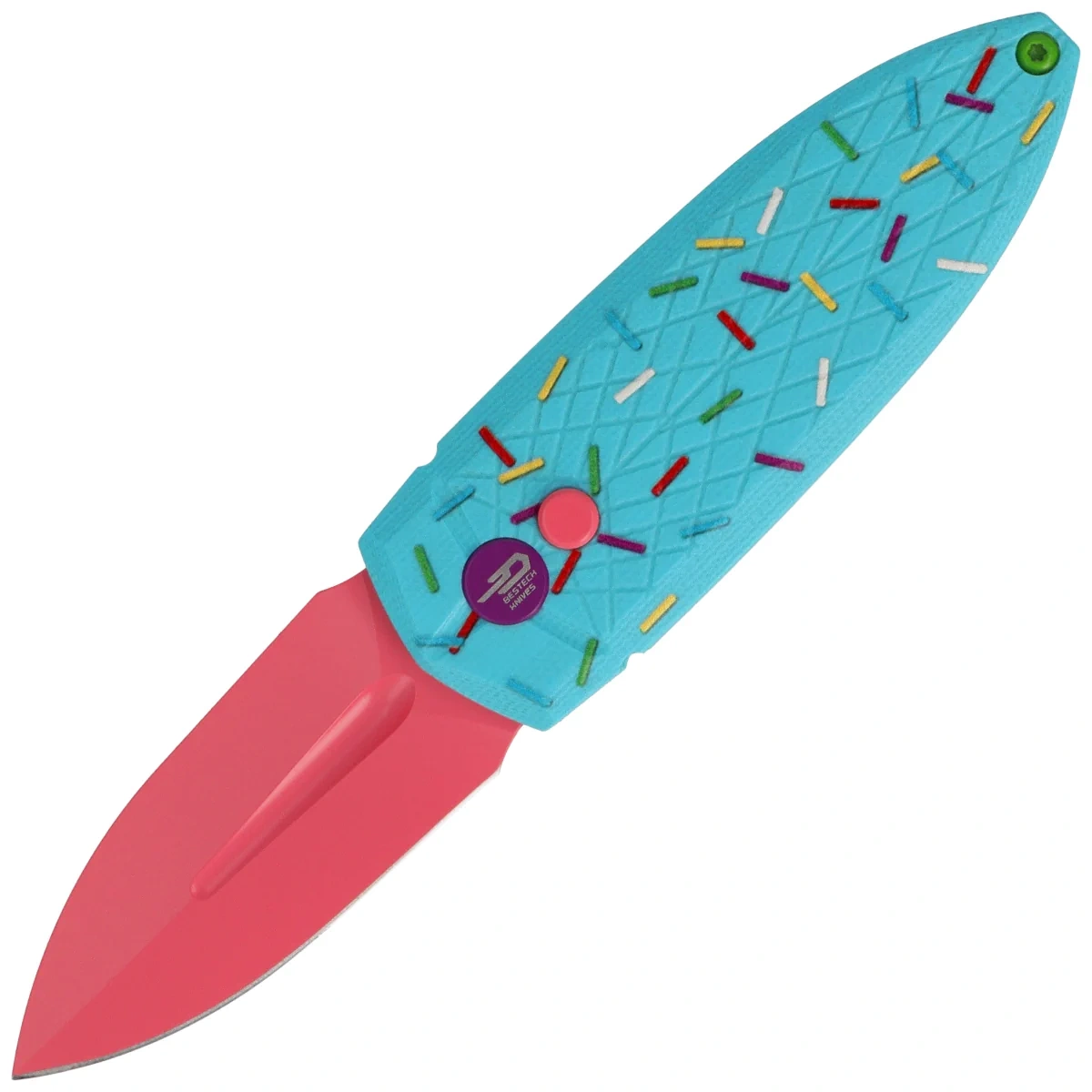 Nóż składany Bestech QUQU Blue/Printed Sprinkle Pattern G10, Pink 14C28N by Gogo (BG57C-1) 1 webp