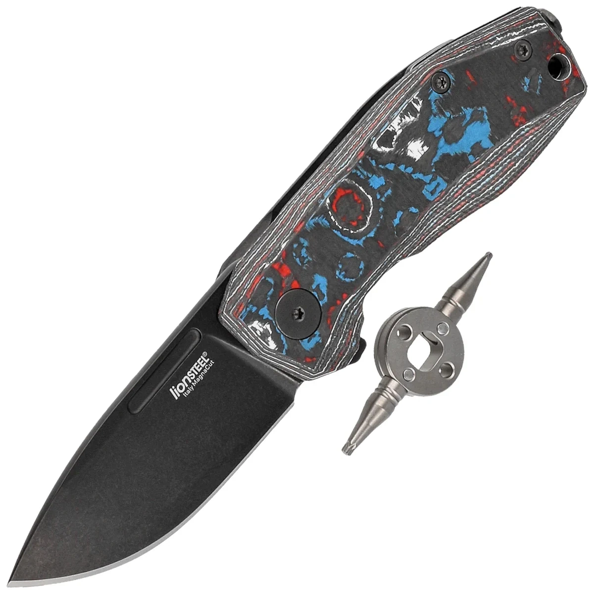 Nóż składany LionSteel Nano Nebula Fat Carbon, Old Black MagnaCut (NA01 NB) 1 webp