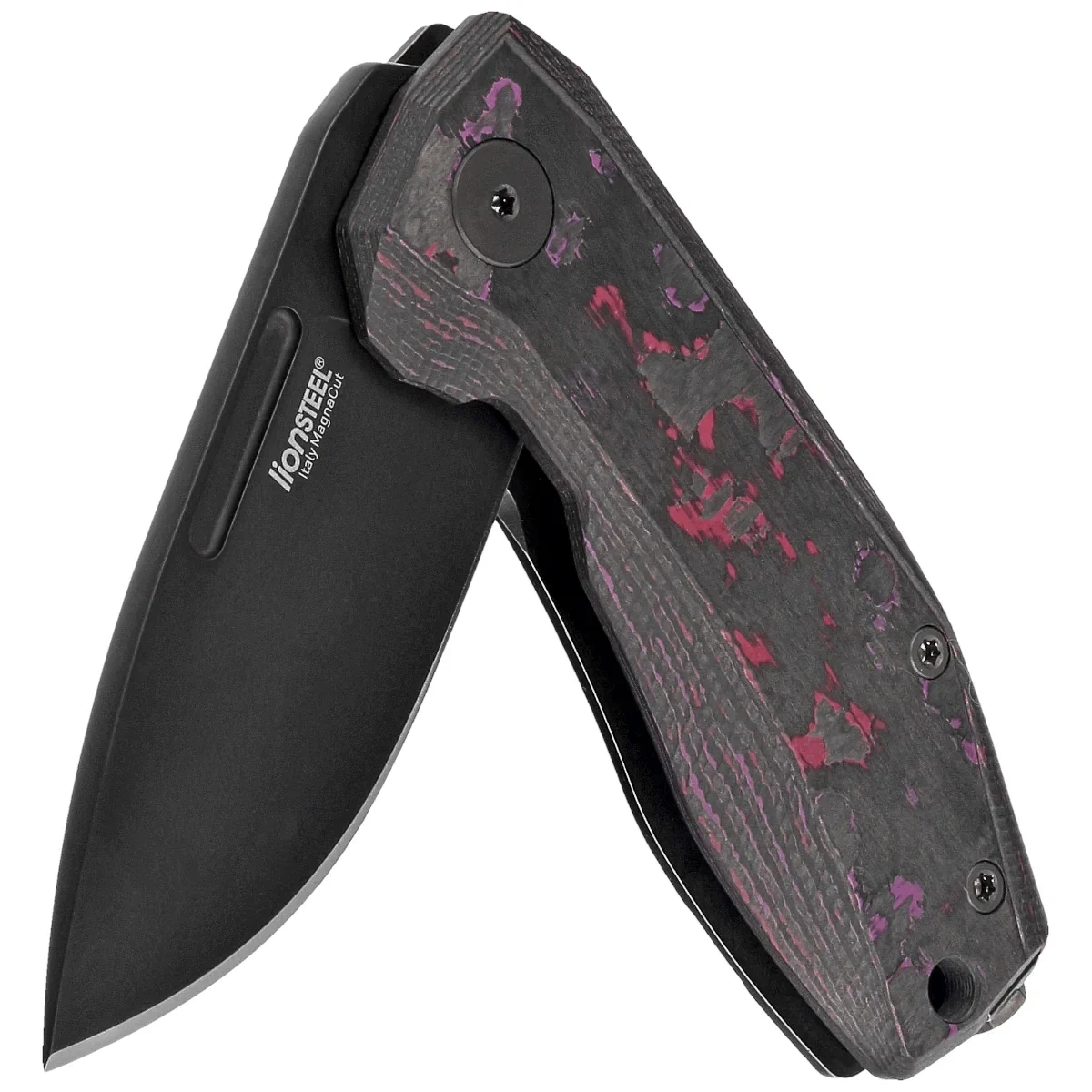 Nóż składany LionSteel Nano Purple Haze Fat Carbon, Old Black MagnaCut (NA01 PH) 3 webp
