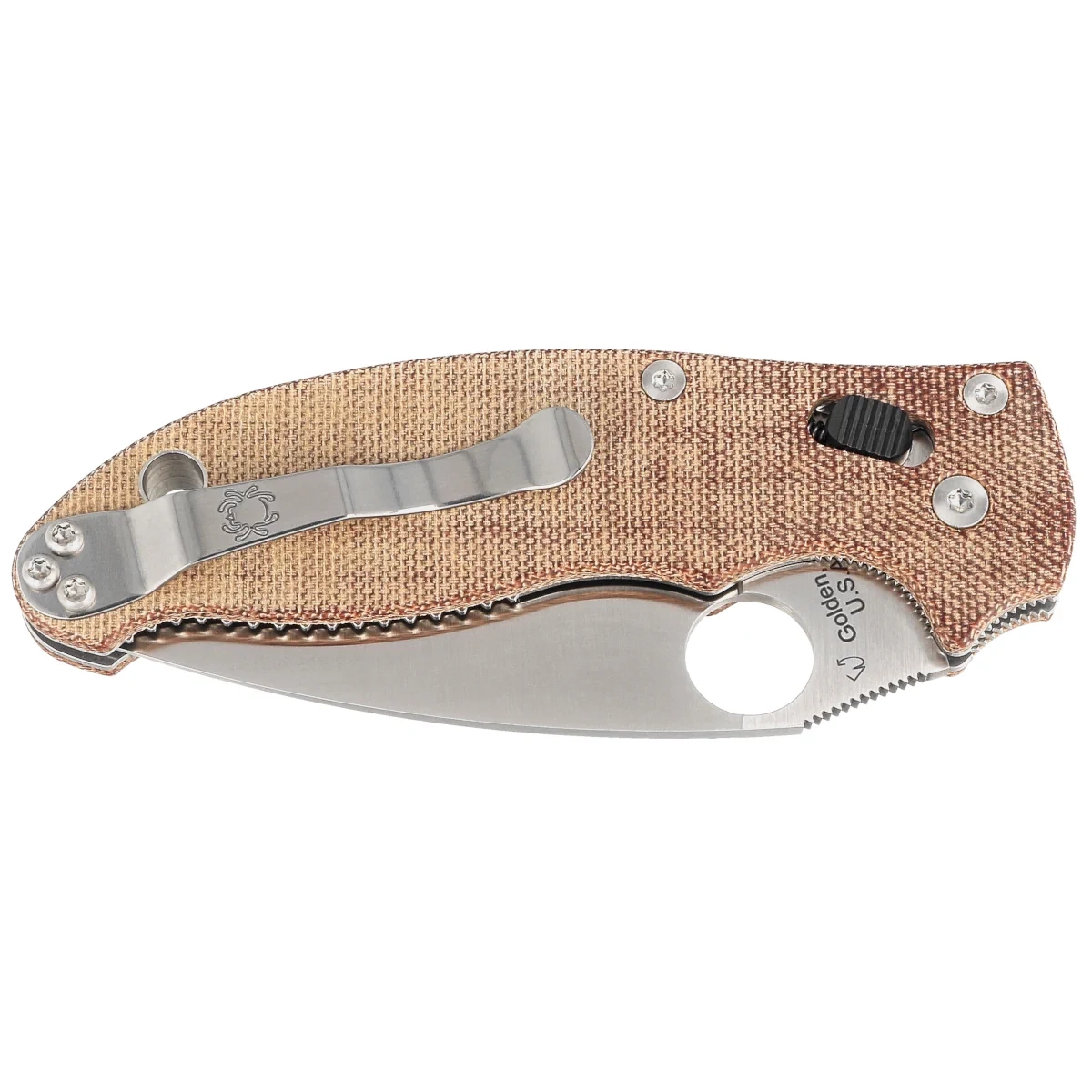Nóż składany Spyderco Manix 2 Brown Canvas Micarta, Satin CPM Cru-Wear by Eric Glesser (C101MPCW2) 2 webp