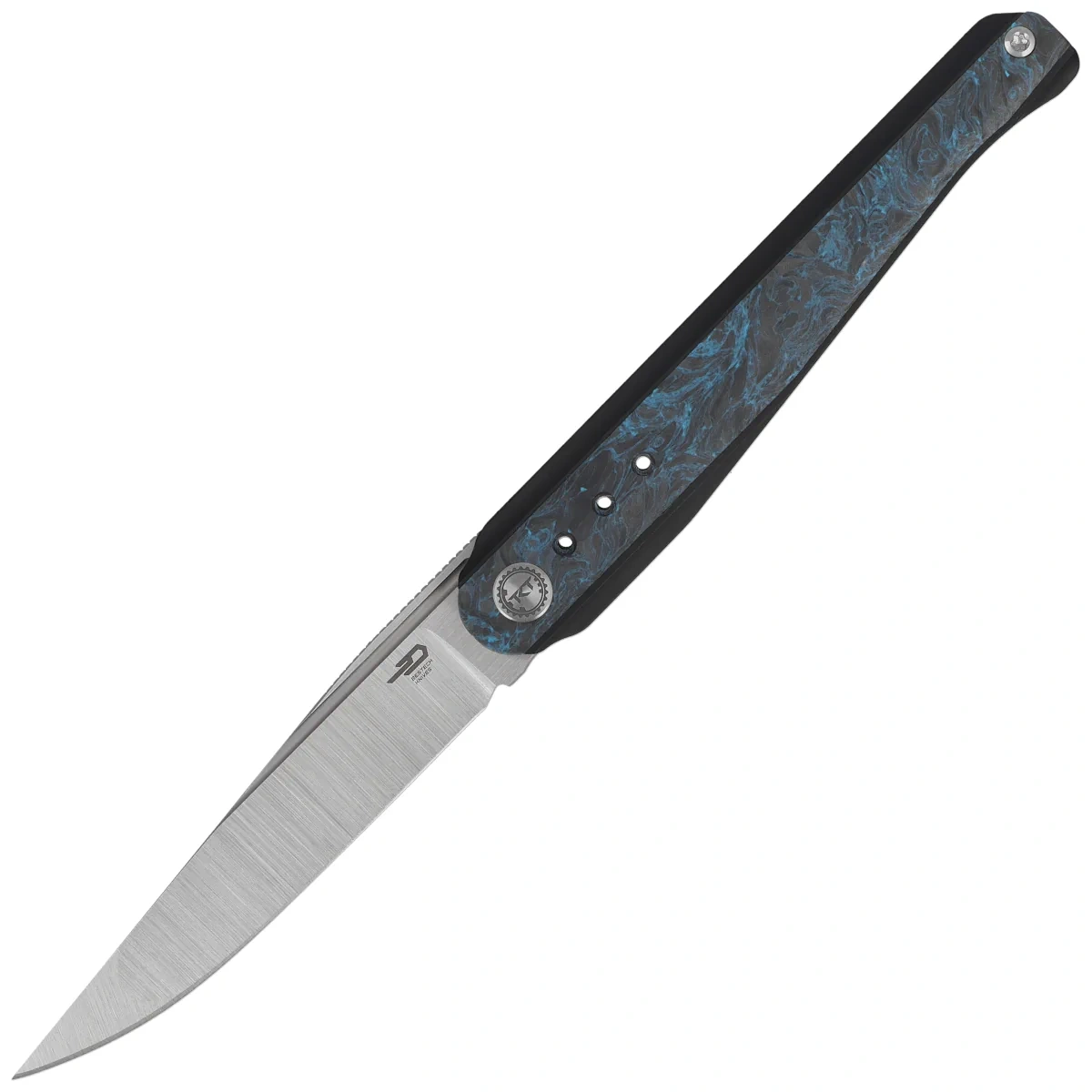 Nóż składany Bestech Spear Phisher Black Titanium/Blue CF, stal M390 1 webp