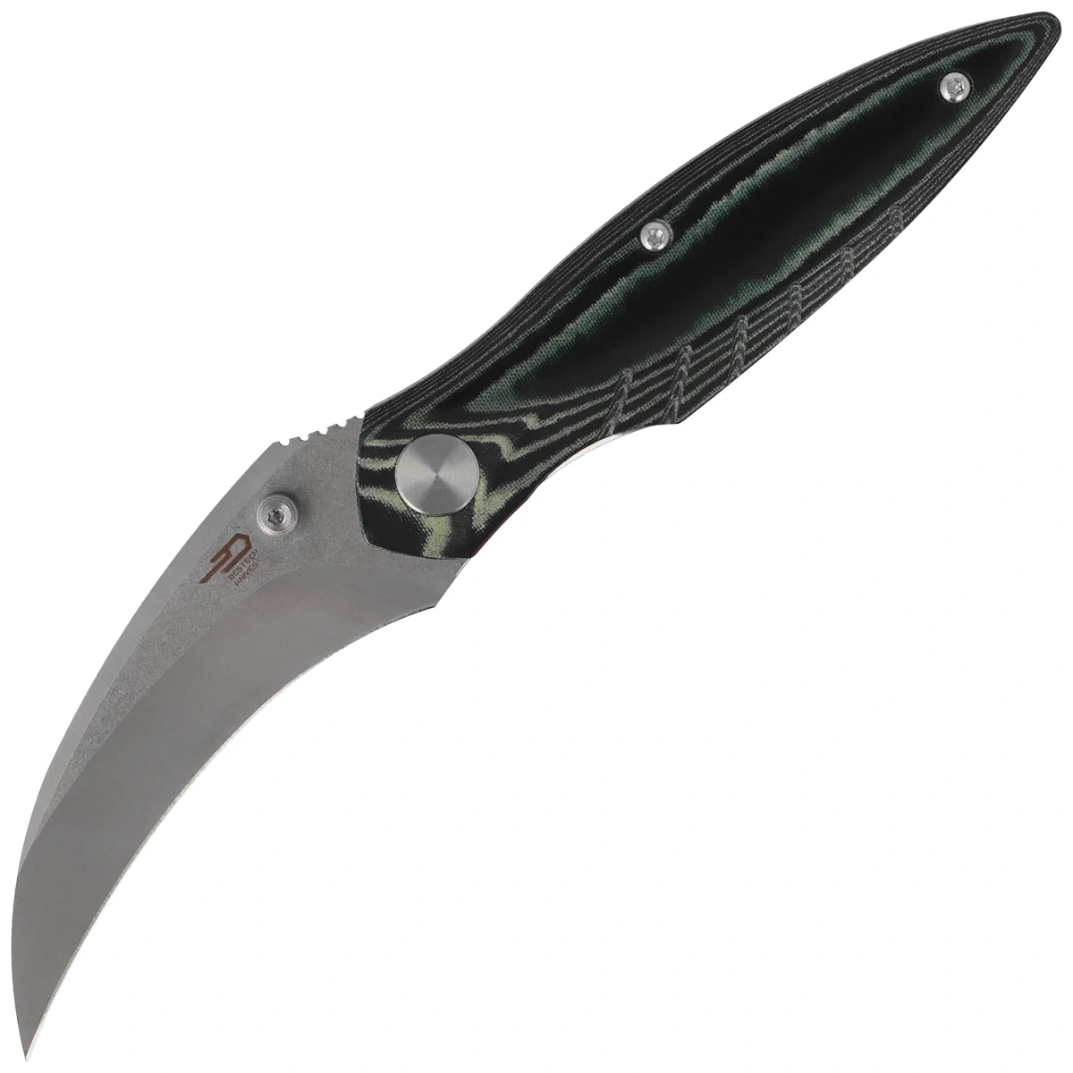 Nóż składany Bestech Mantidae Green Micarta, Satin / Stonewashed 14C28N by Lucas (BG60E) 1 webp