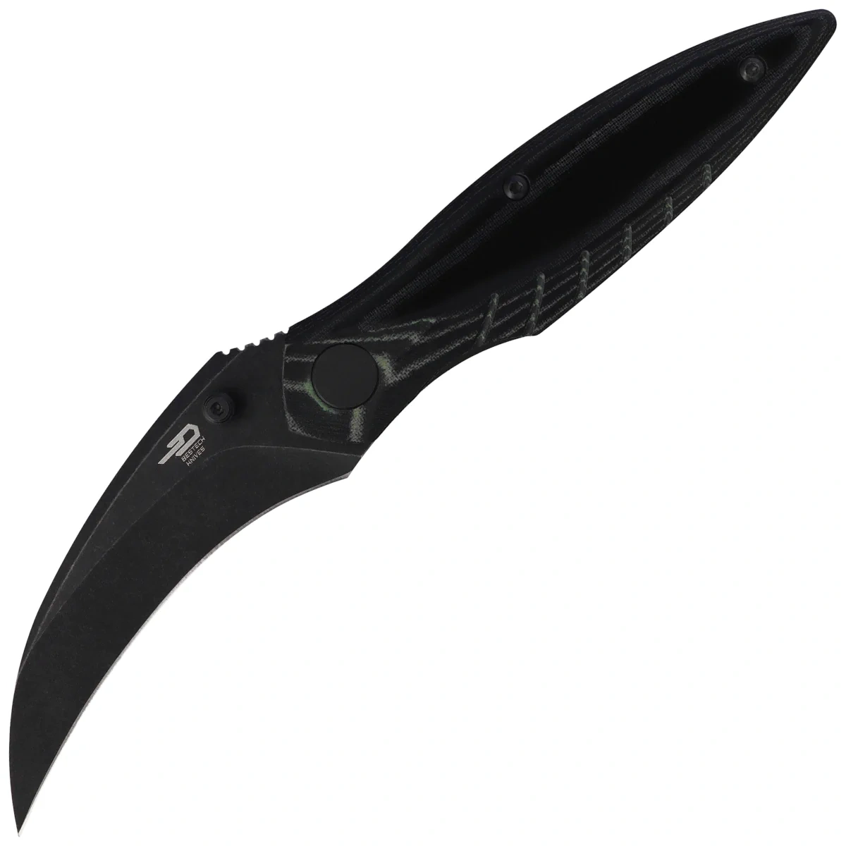 Nóż składany Bestech Mantidae Black Micarta, Black Stonewashed 14C28N by Lucas (BG60D) 1 webp
