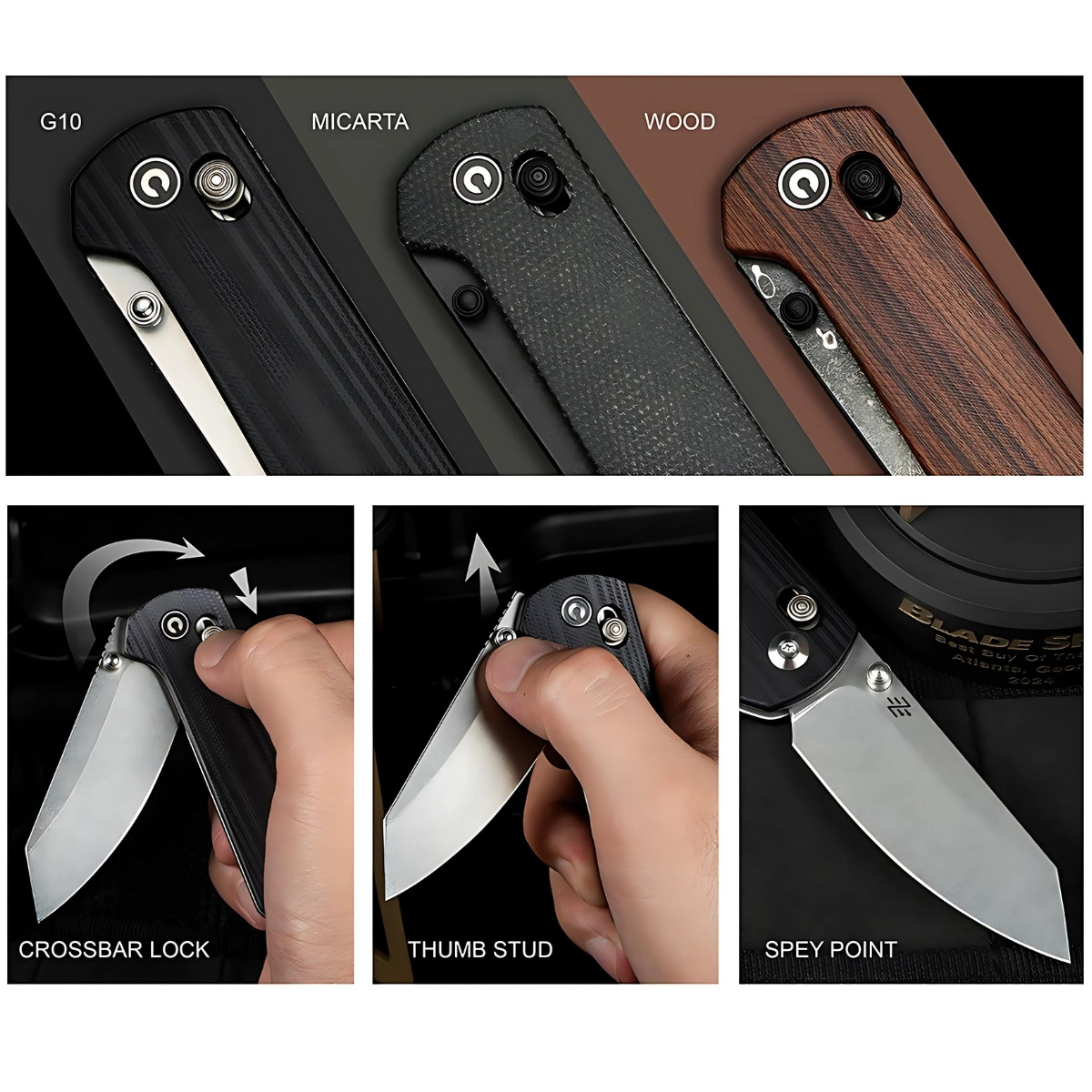 Nóż składany Civivi Yonder Dark Green Micarta, stal 14C28N 3 jpg