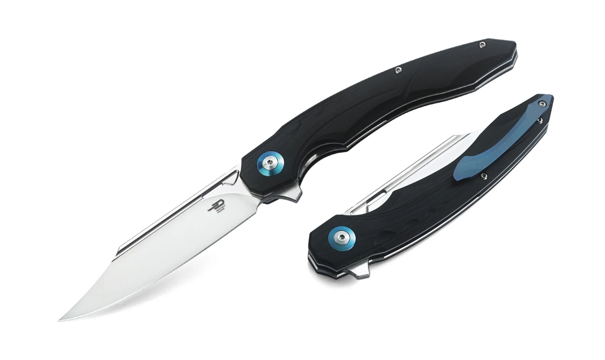 Nóż składany Bestech Fanga Black G10, Satin D2 by Kombou (BG18A) 1 webp