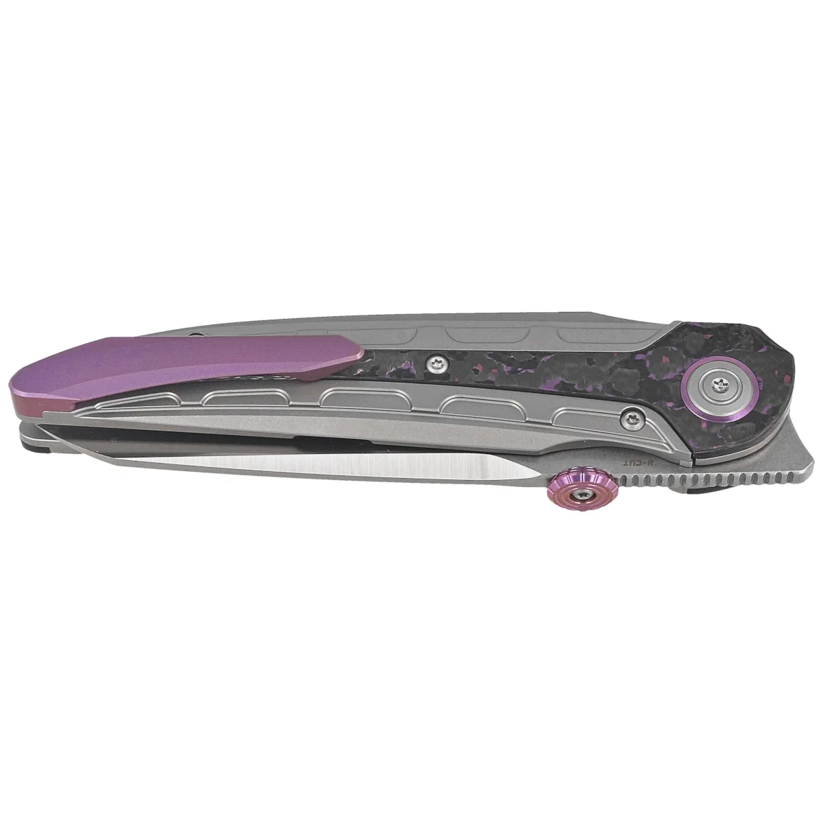 Nóż składany Bestech Prydwen Grey Titanium/Purple Haze Fat Carbon, Stonewashed/Satin MagnaCut by Kombou (BT2409A) 2 webp