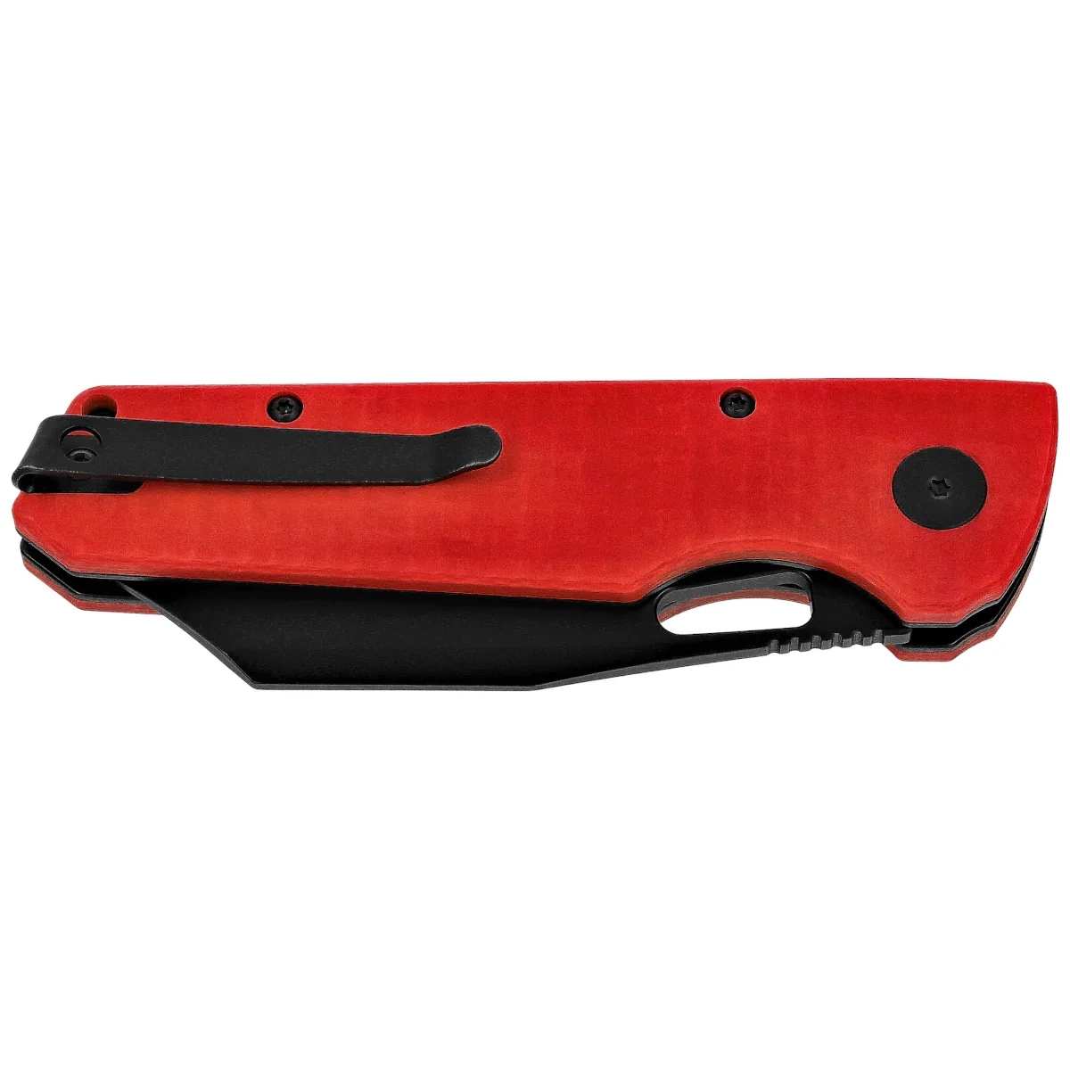 Nóż składany Bestechman Guardian Red G10 w/ Carbon Fiber Pattern, Black PVD D2 (BMK11F) 2 webp