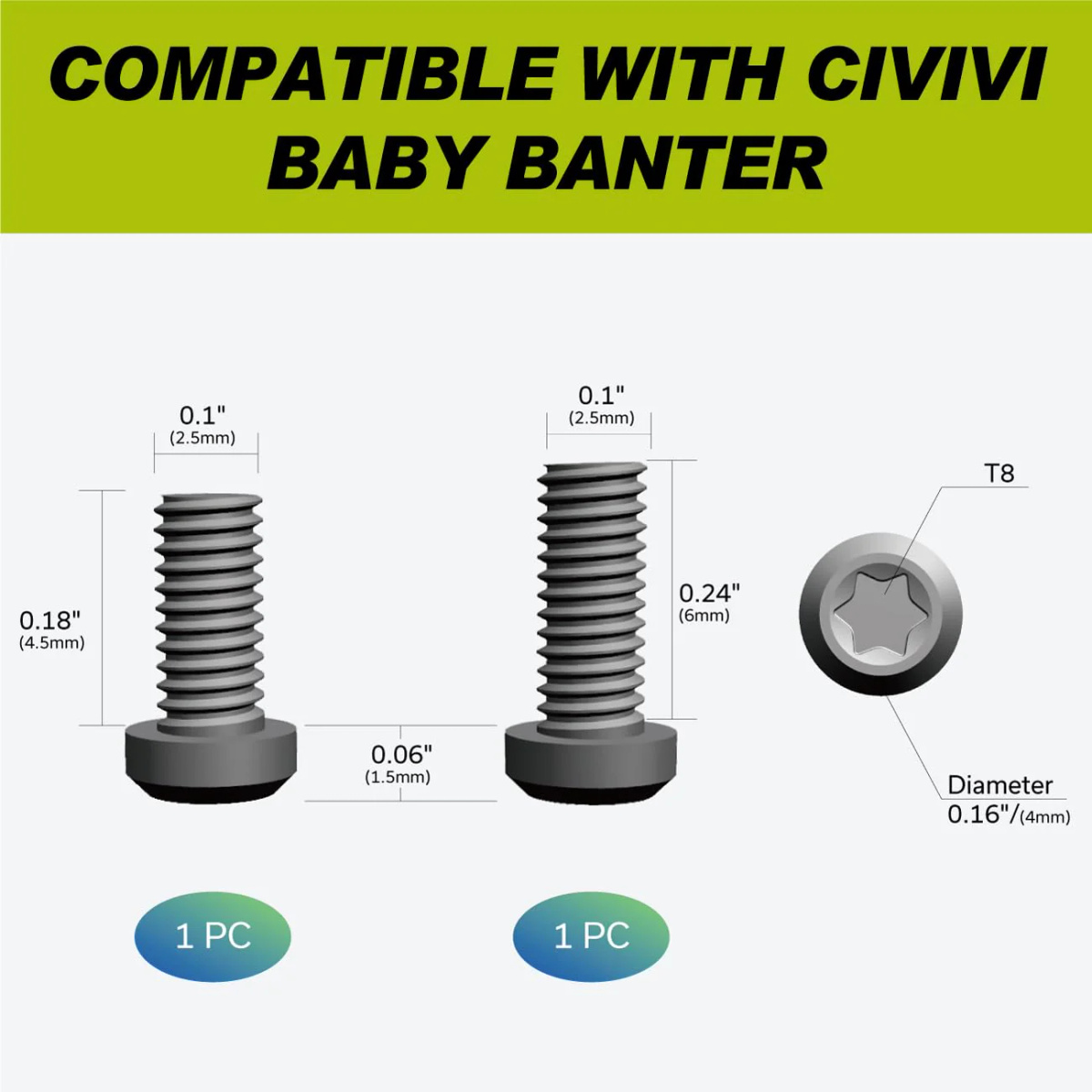 Klips i zestaw śrub Civivi Stonewashed Gray Titanium do Civivi Baby Banter (T003A) 5 jpg