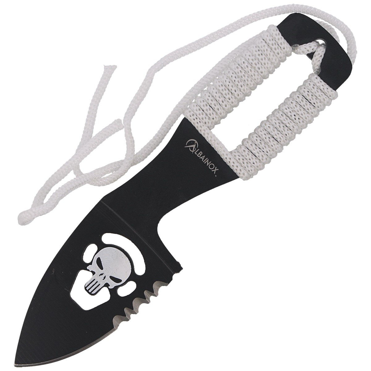 Nóż na szyję Martinez Albainox Skull Neck Knife White Cord, Black 3Cr13Mov (32450) 1 jpg