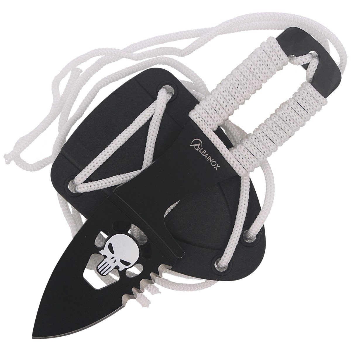 Nóż na szyję Martinez Albainox Skull Neck Knife White Cord, Black 3Cr13Mov (32450) 4 jpg