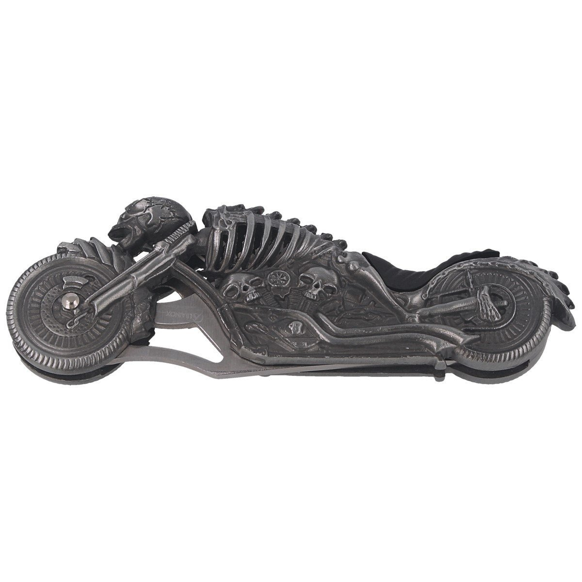 Nóż składany z latarką Martinez Albainox Moto Skeleton Gray Zamak, Laser Ornament 3Cr13Mov (18063) 2 jpg