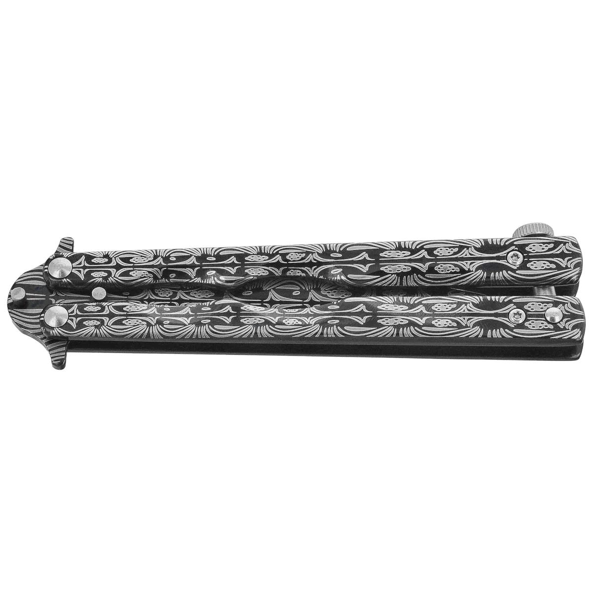 Nóż składany motylek Martinez Albainox Rainblack Balisong Printed Steel, Printed 3Cr13Mov (02281) 2 webp