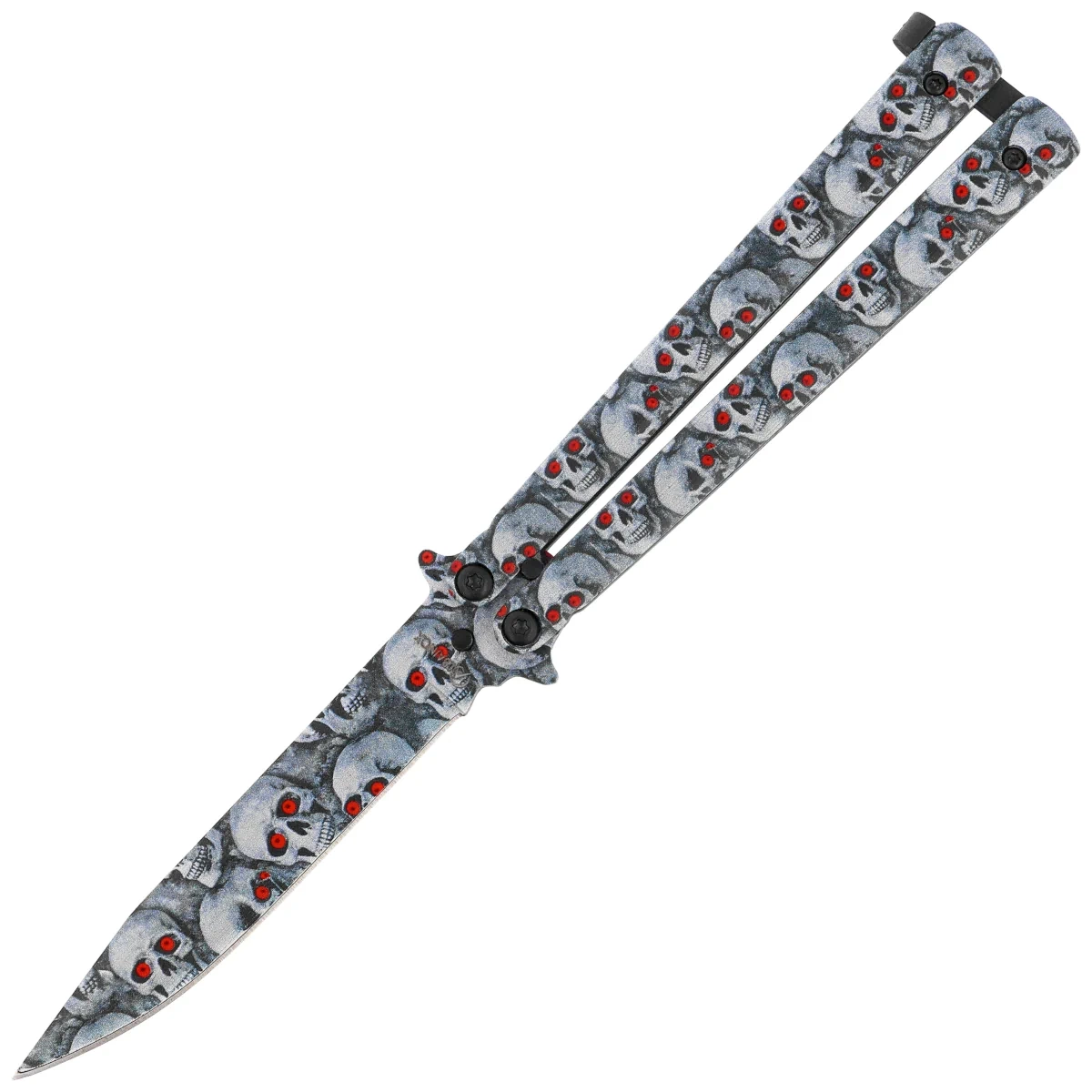 Nóż składany motylek Martinez Albainox Balisong 3D Skulls Printed Steel, 3D Skulls Printed 3Cr13Mov (02220) 1 webp