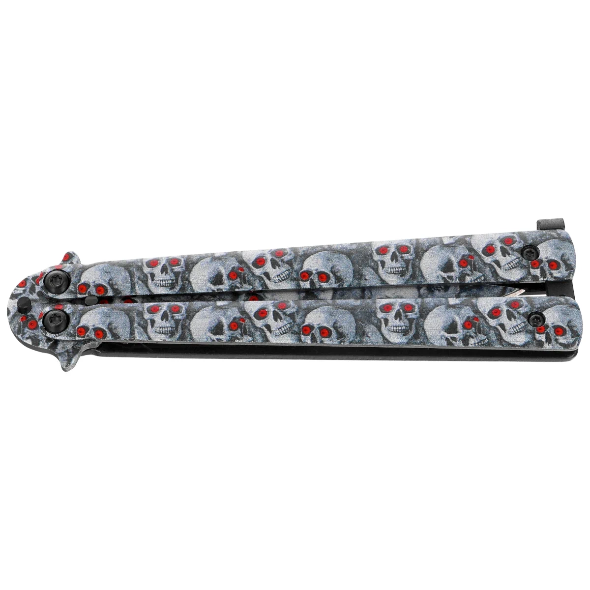 Nóż składany motylek Martinez Albainox Balisong 3D Skulls Printed Steel, 3D Skulls Printed 3Cr13Mov (02220) 2 webp