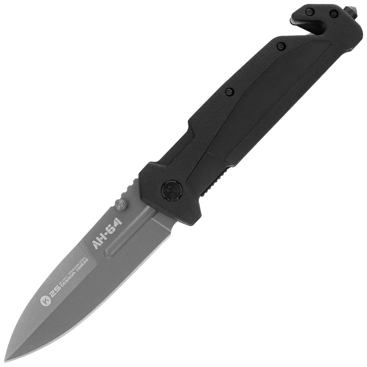 Nóż składany K25 AH-64 Black Rubber, Titanium 3Cr13MoV (18871) 1 webp