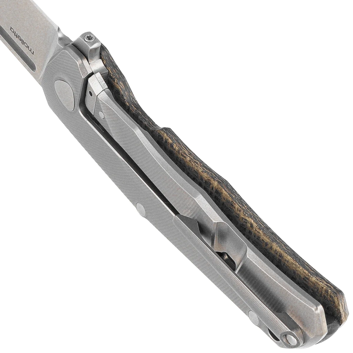 Nóż składany LionSteel Q4ttro Green Burlap Micarta/Titanium, Satin MagnaCut by Molletta (Q4 BGR) 5 webp