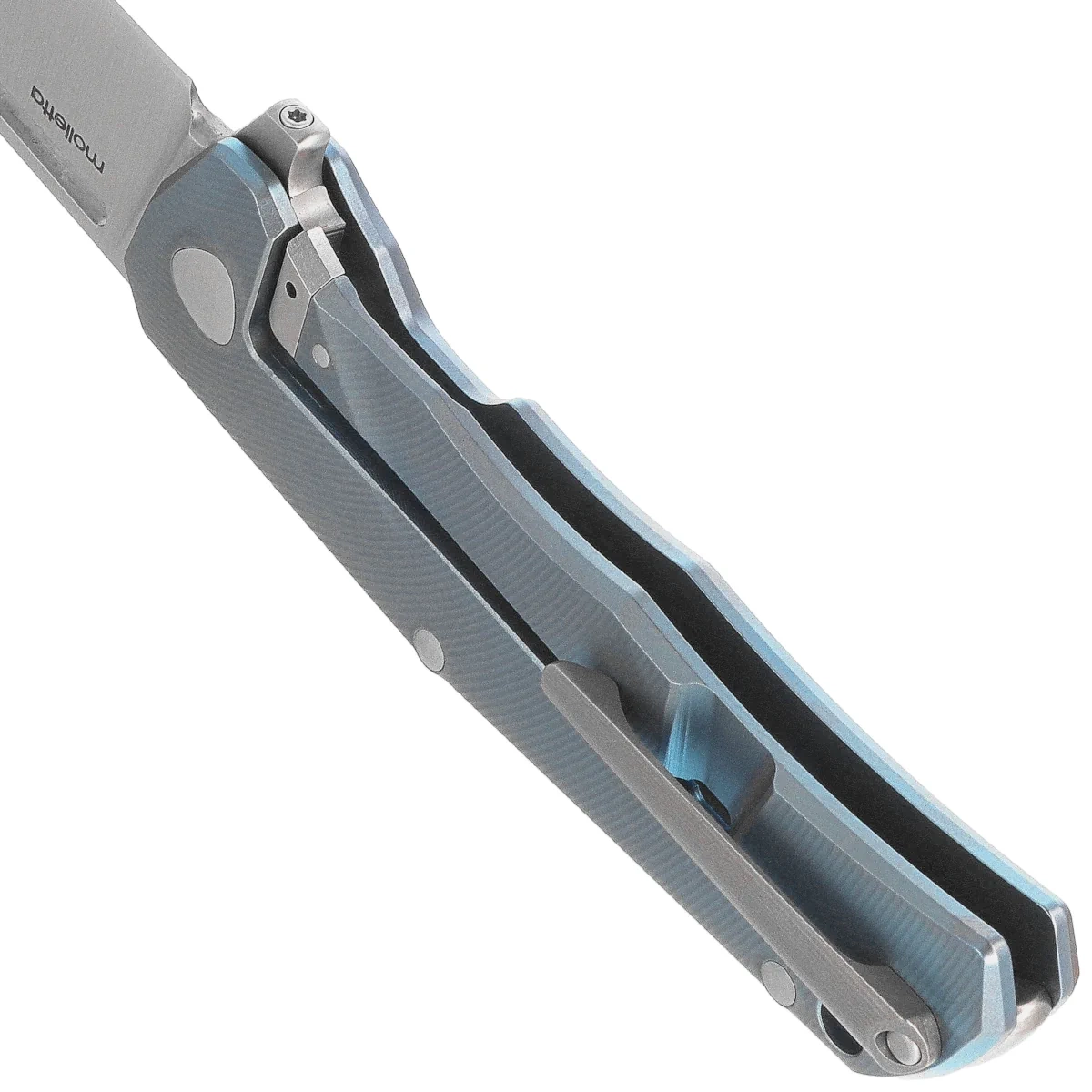 Nóż składany LionSteel Q4ttro Blue Titanium / Fat Carbon, Satin MagnaCut by Molletta (Q4 BL) 5 webp