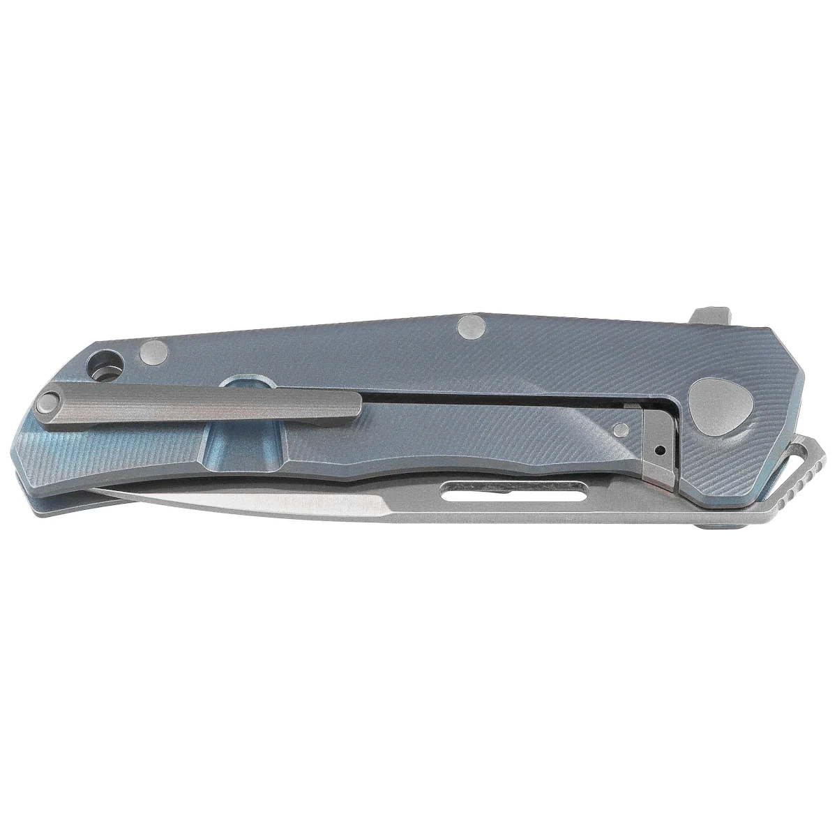 Nóż składany LionSteel Q4ttro Blue Titanium / Fat Carbon, Satin MagnaCut by Molletta (Q4 BL) 8 webp