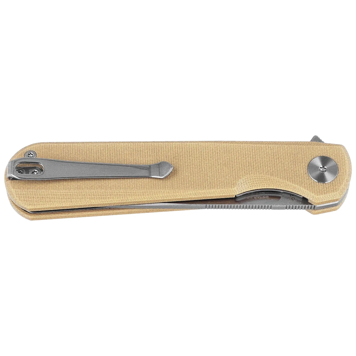 Nóż składany Bestechman Flick Khaki G10, Satin / Stonewashed D2 by Ostap Hel (BMK13C) 2 webp