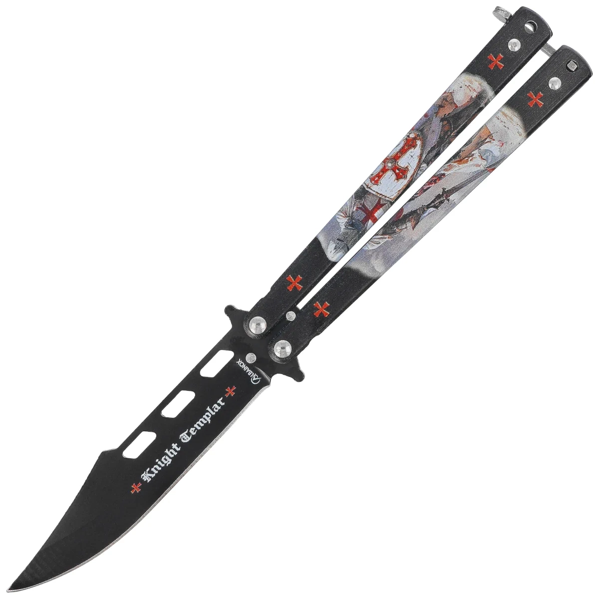 Nóż motylek Martinez Albainox Balisong Black Templar 3D Design Steel, Black 3Cr13Mov (02269) 1 webp