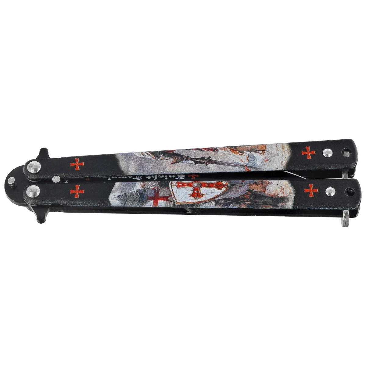 Nóż motylek Martinez Albainox Balisong Black Templar 3D Design Steel, Black 3Cr13Mov (02269) 2 webp