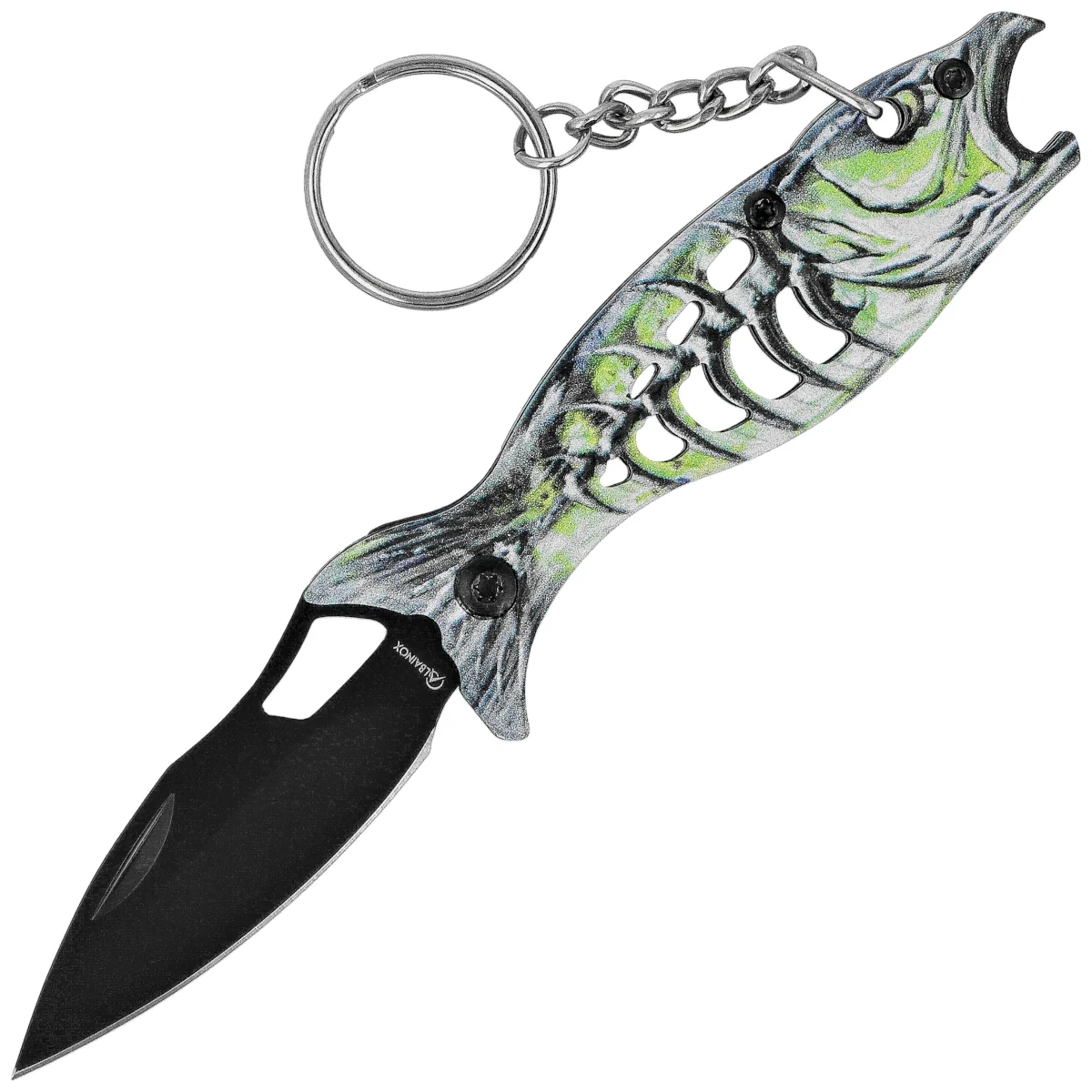 Nóż wędkarski brelok Martinez Albainox Fishing 3 Green Aluminium, Black 3Cr13Mov (25145 GR) 1 webp