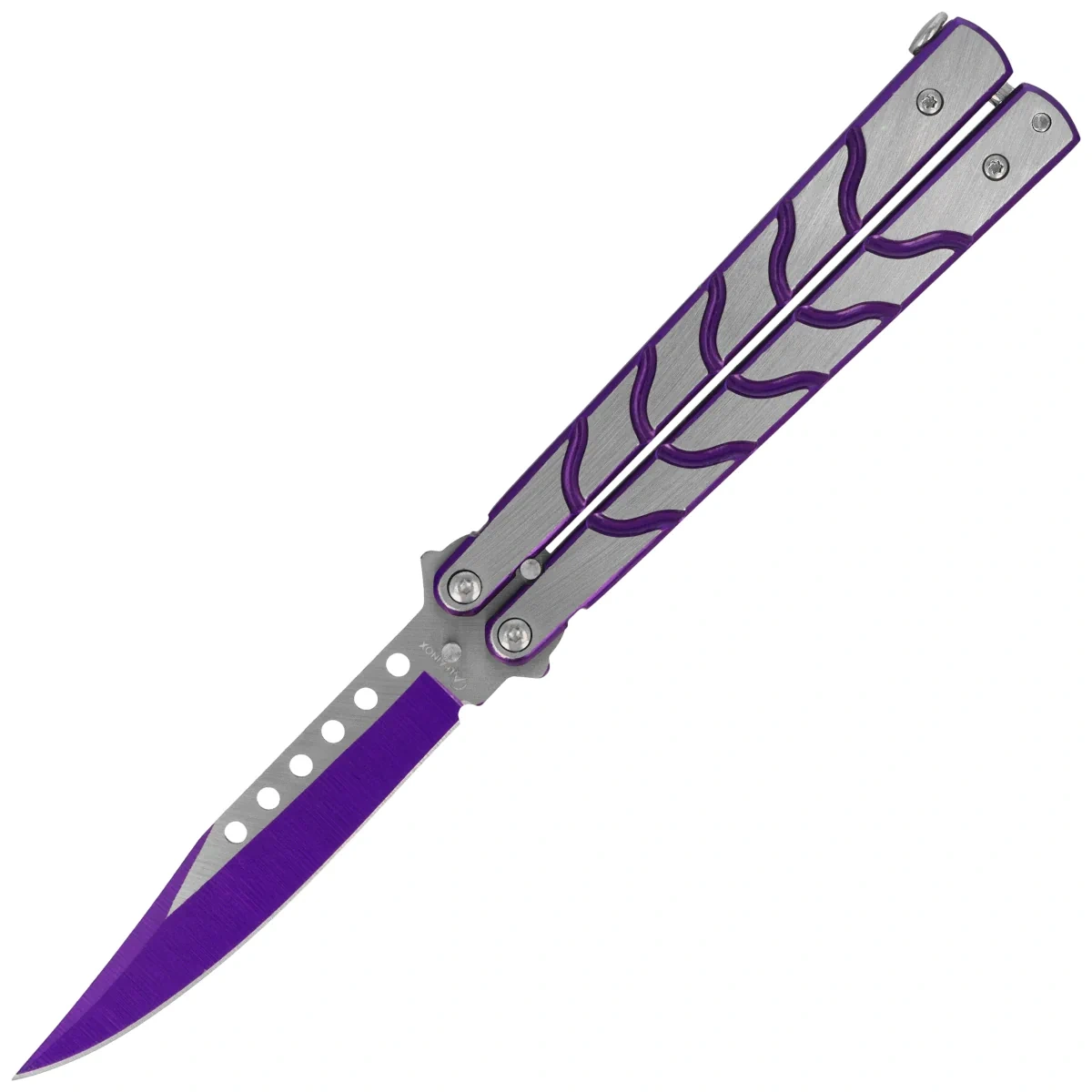 Nóż składany motylek Martinez Albainox Balisong Purple/Brushed Steel, Purple 3Cr13Mov (02158) 1 webp