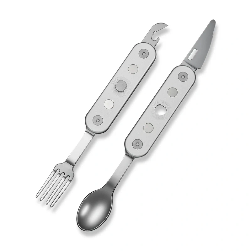 Niezbędnik Civivi Partake 4-in-1 Multi-Tool, Knife, Fork, Spoon, Can Opener, Silver Aluminium, Satin Stainless Steel (C24032C-3) 1 webp