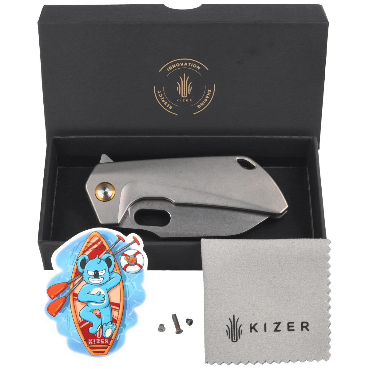 Nóż składany Kizer Takahe Gray Titanium, Stonewashed S35VN by Ben Taubert (Ki3701A1) 3 webp