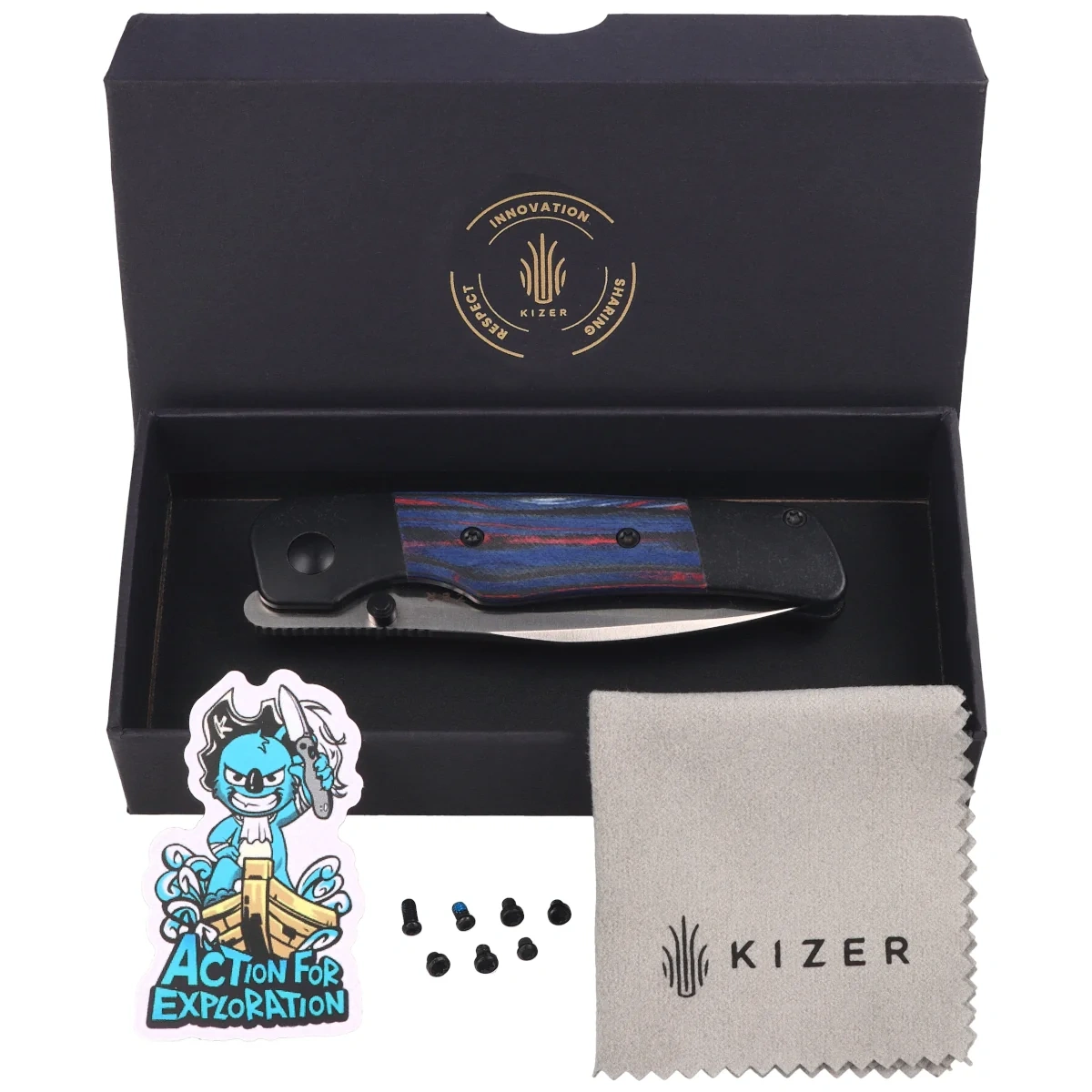 Nóż składany Kizer Coywolf Titanium / Reconstituted Wood, Satin S45VN Derek Sharon (Ki3685A2) 3 webp