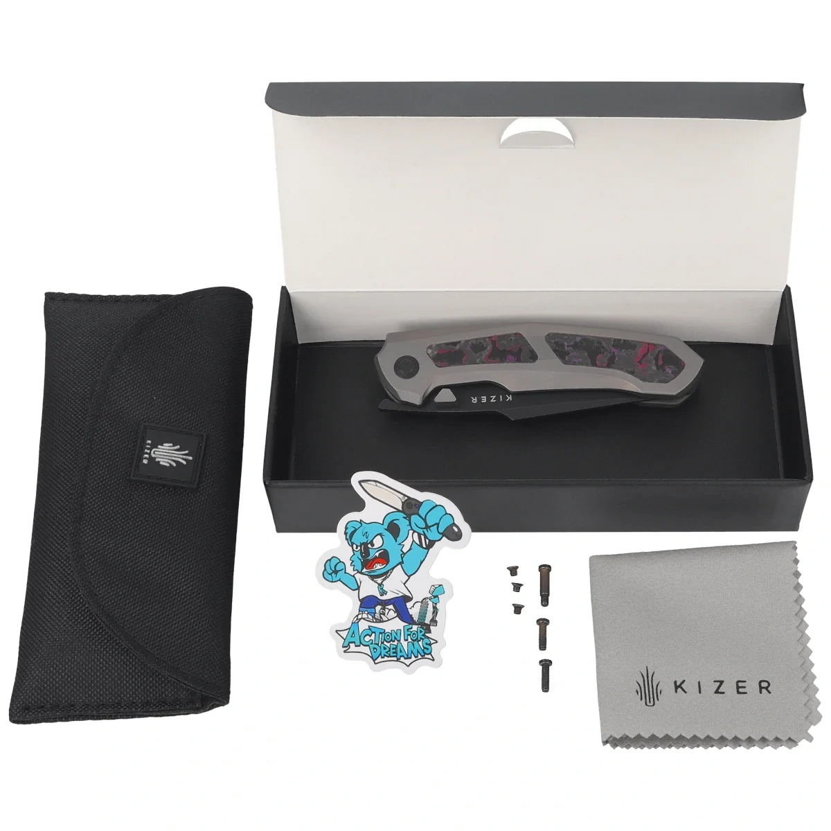 Nóż składany Kizer Feweed Gray Titanium / Purple Haze Fat Carbon, Black Stonewashed S35VN by Vũ Huỳnh Nam Anh (Ki3694A1) 3 webp