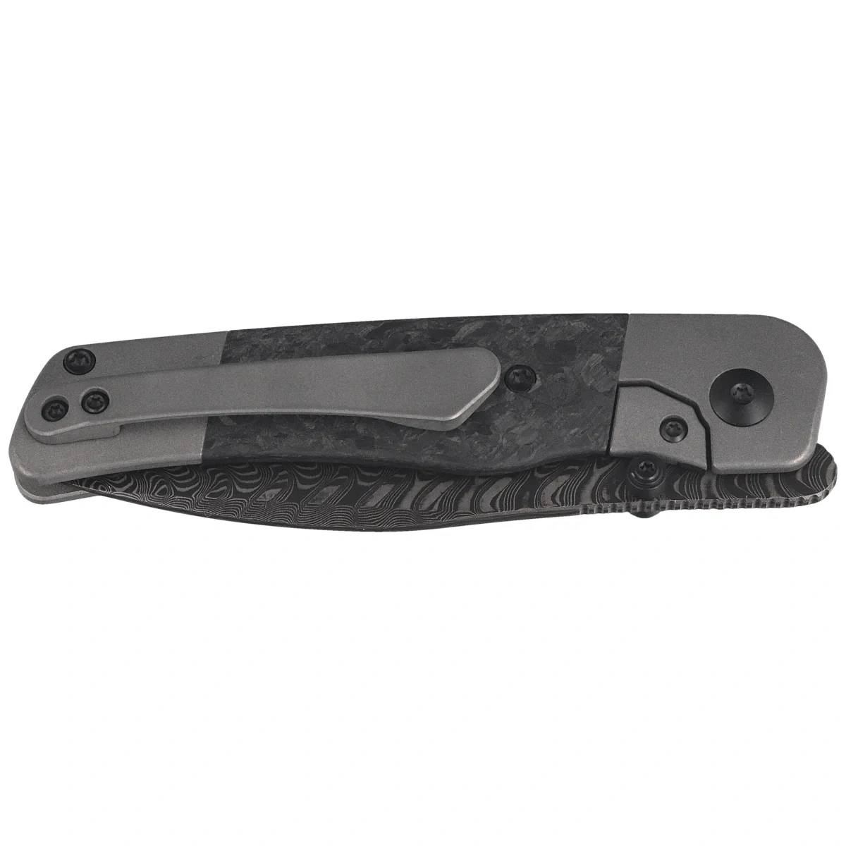 Nóż składany Kizer Coywolf Gray Titanium / Black Carbon Fiber, Acid Washed Damascus by Derek Sharon (Ki3685A1) 2 webp