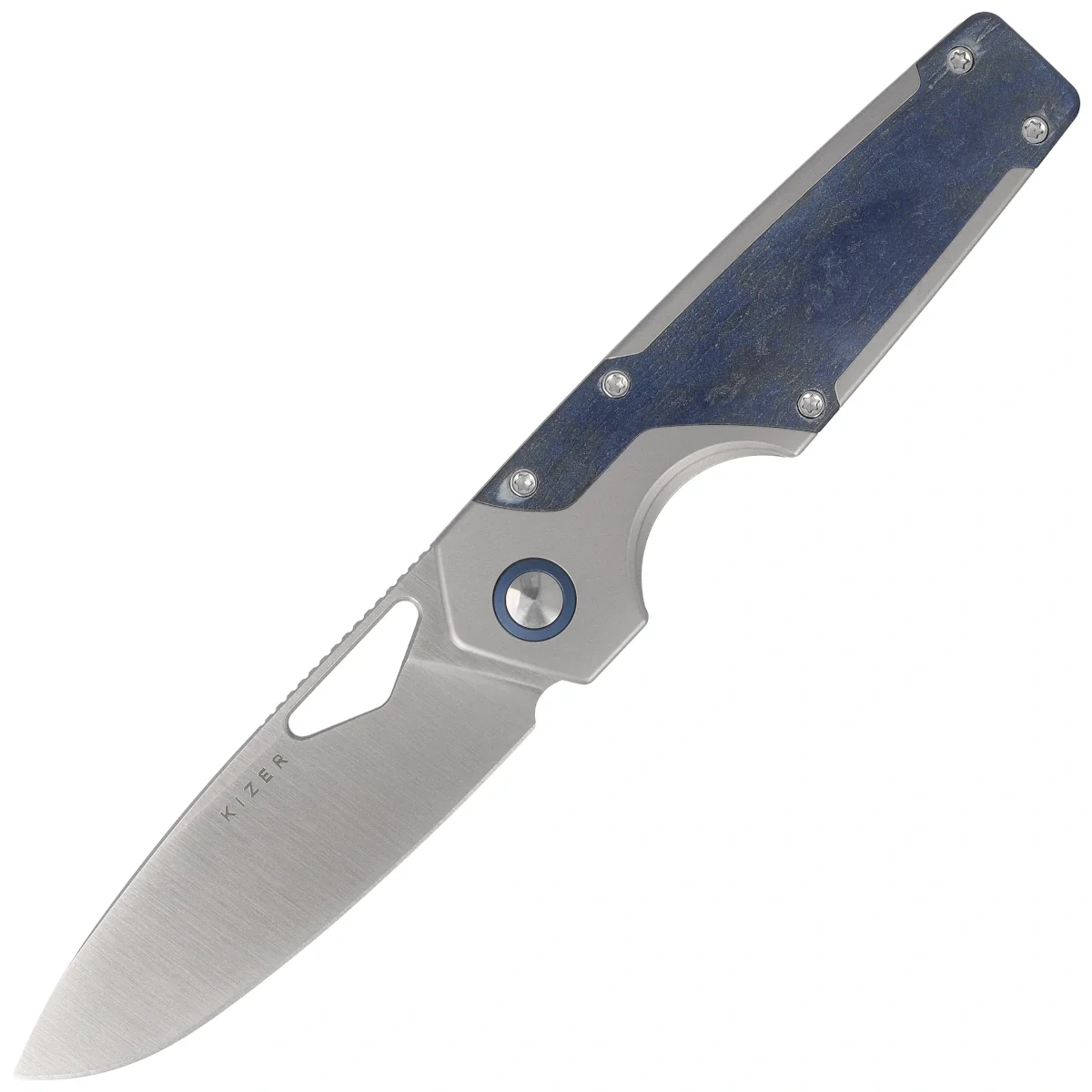 Nóż składany Kizer Serpentine Silver Titanium / Blue Richlite, Satin M390 by Jonathan Styles (Ki3759FDA3) 1 webp