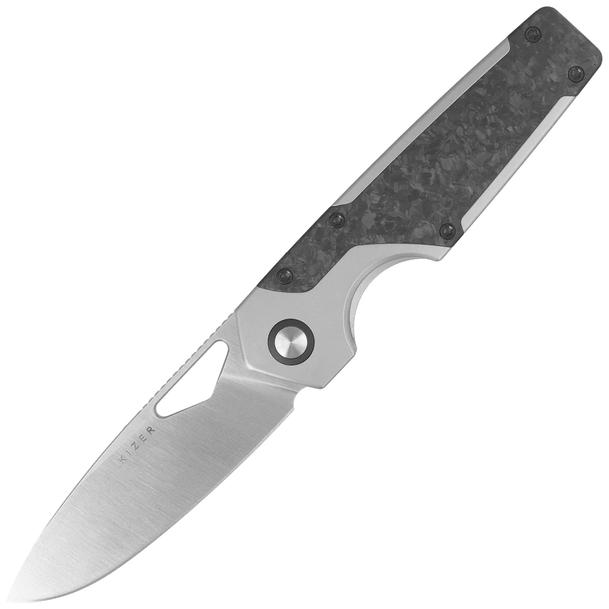 Nóż składany Kizer Serpentine Silver Titanium / Black Carbon Fiber, Satin Elmax by Jonathan Styles (Ki3759FDA1) 1 webp
