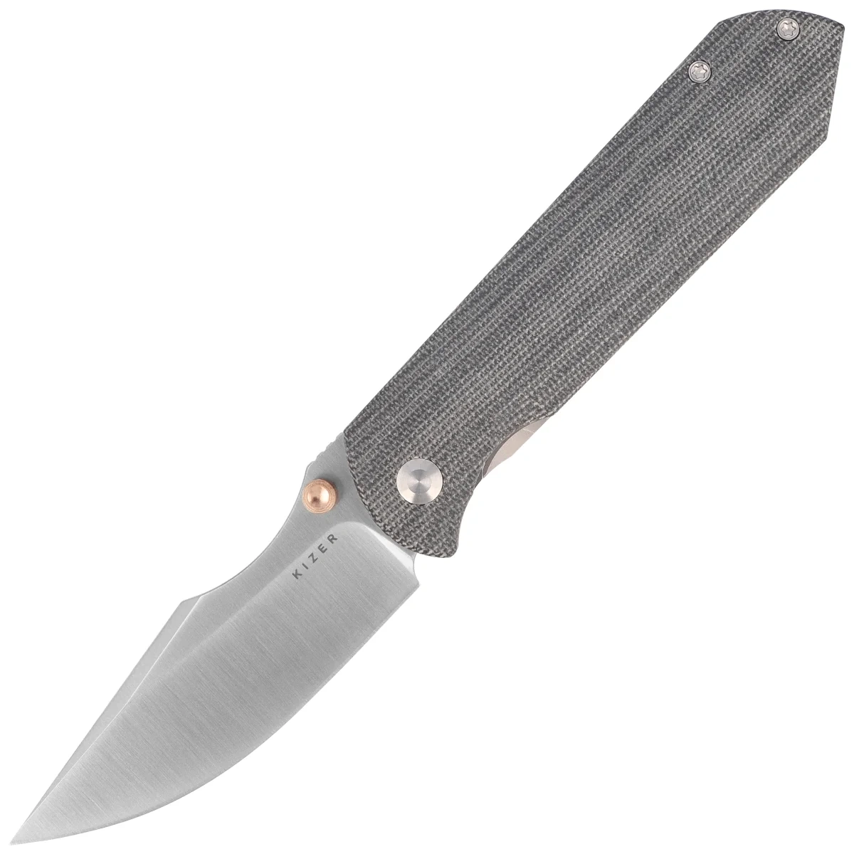 Nóż składany Kizer Harpoon Fold Gray Titanium / Black Norplex UltreX Micarta, Satin Elmax by Maverick Customs (Ki4784A2) 1 webp