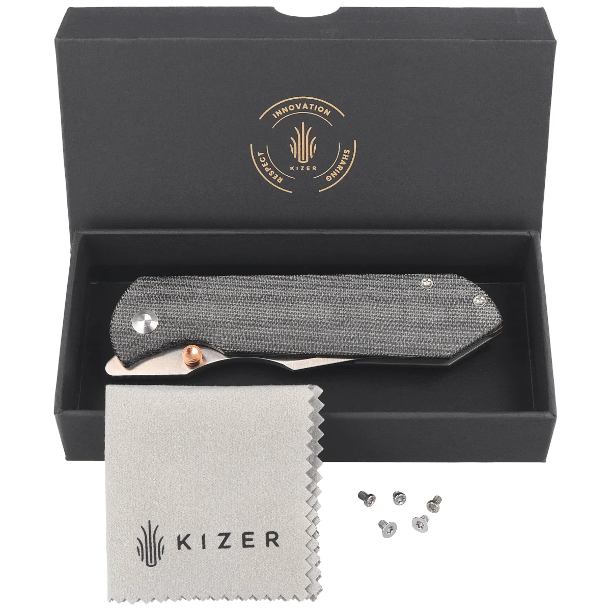 Nóż składany Kizer Harpoon Fold Gray Titanium / Black Norplex UltreX Micarta, Satin Elmax by Maverick Customs (Ki4784A2) 3 webp