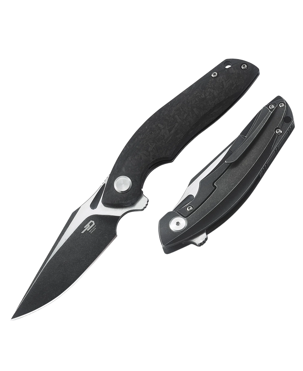 Nóż składany Bestech Ghost Black Carbon Fiber / Black Titanium, Black Stonewashed / Satin CPM S35VN (BT1905C-2) 1 png