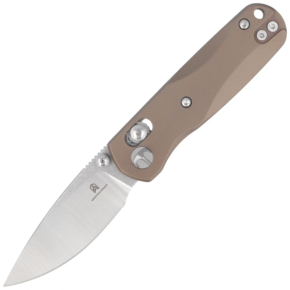 Nóż składany Bestechman Sprite Bronze Titanium, Stonewashed/Satin M390 (BMK21B) 1 webp