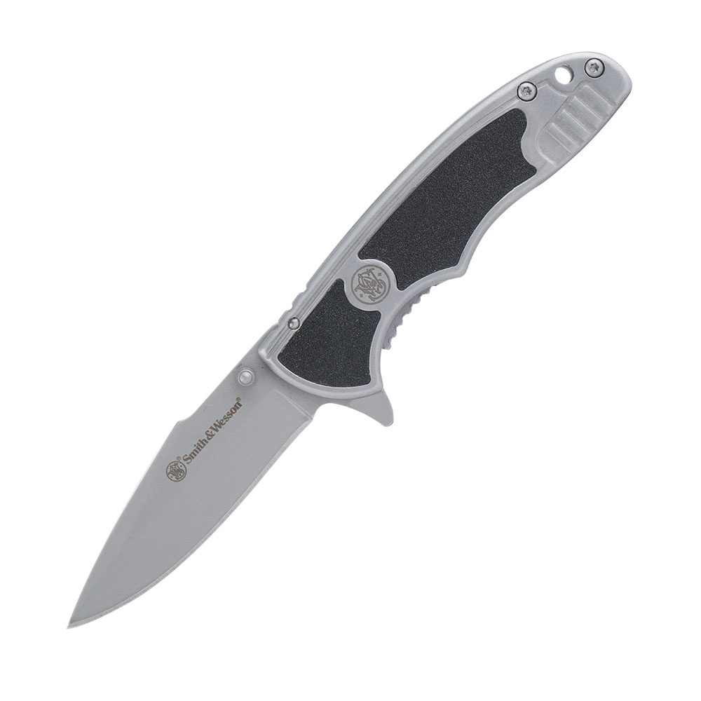 Smith&Wesson - Nóż składany Drop Point Silver/Black Handle - 1084306 1 jpg