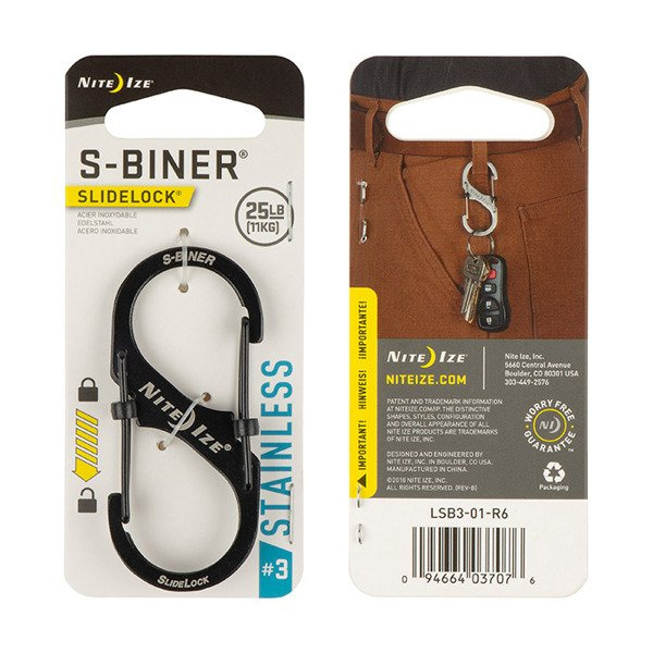 Nite Ize - Karabinek S-Biner® SlideLock® Stainless Steel #3 - Czarny - LSB3-01-R6 1 jpg