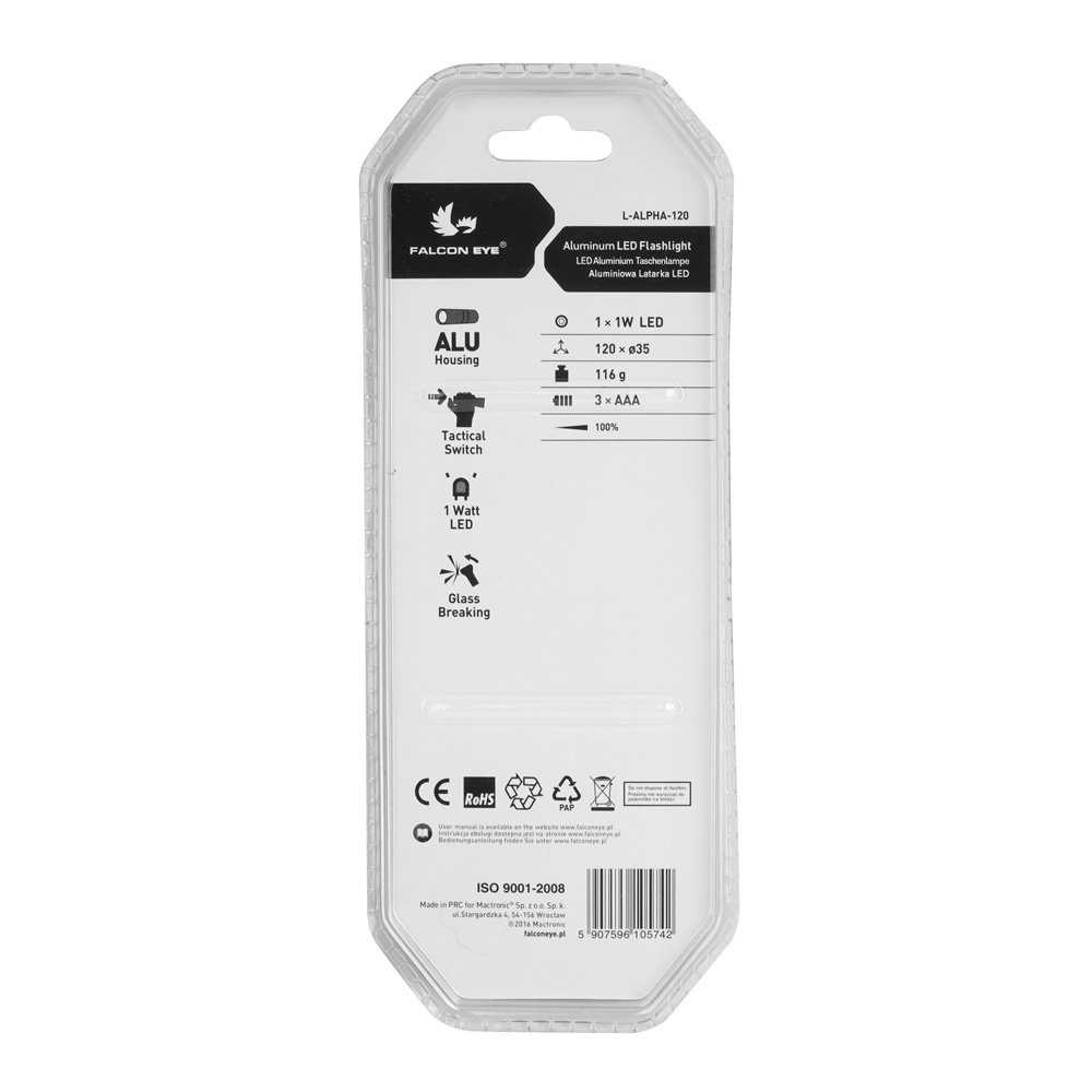 Falcon Eye - Latarka ręczna Alpha - 120 lm - Czarna - L-ALPHA-120 3 Zdjęcie 3 — SPC-28668
