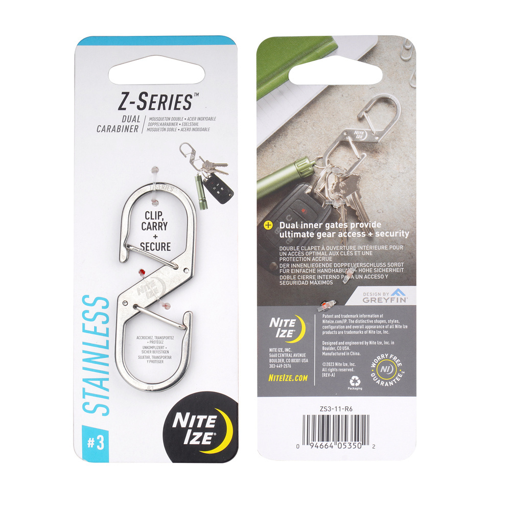 Nite Ize - Podwójny karabińczyk Z-Series #3 - Stalowy - Srebrny - ZS3-11-R6 1 jpg